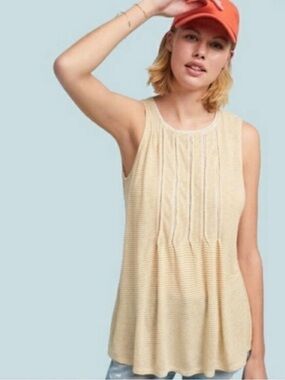 Anthropologie Akemi + Kin Yellow and White Striped Top